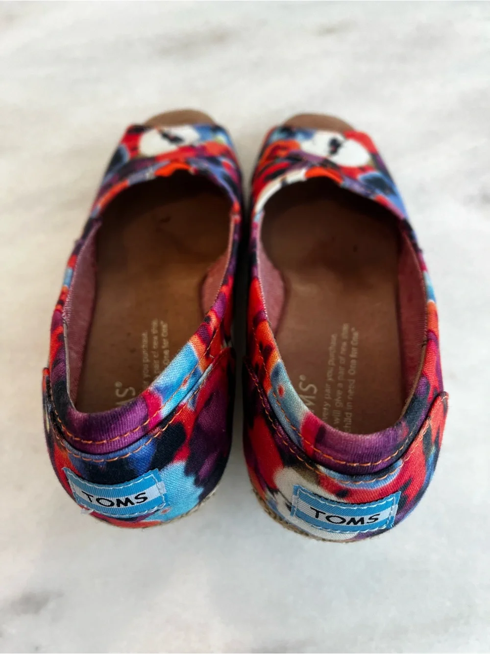 TOMS Oahu Floral Peep Toe Espadrille Wedge peep-tor Sandals - Size 6.5
